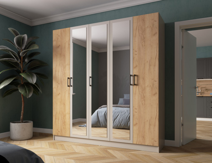 Шкаф Вегас 2000, Кашемир/Дуб крафт золотой