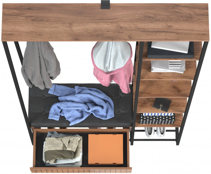 Гранд 15.124N Прихожая, дуб крафт табачный/искуственная кожа чёрная