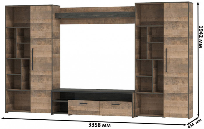 Трувор Гостиная 075, дуб гранж песочный/интра