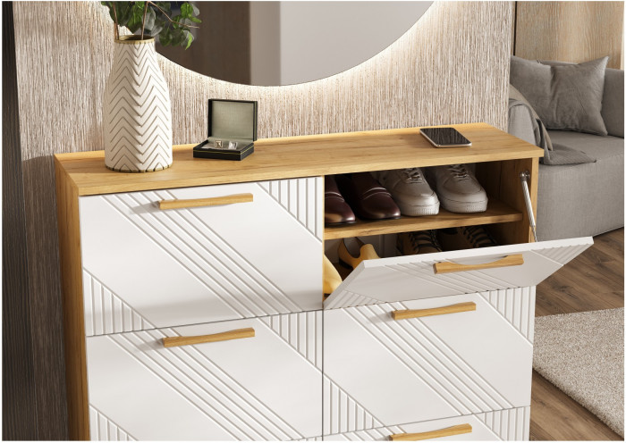 Обувница Ирис, браш вайт/крафт