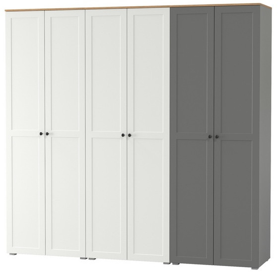 Остин 13.224 Шкаф 3 шт., белый шагрень/серый графит/дуб крафт золотой