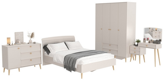 Афина Спальня 12-1400, цвет кашемир серый, сп.м. 1400х2000 мм., б/м, основание есть - фанера