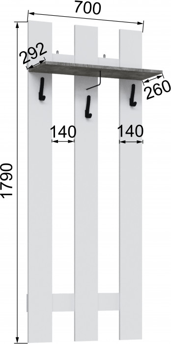 Вешалка Мадрид (0,7), Белый/Ателье светлое