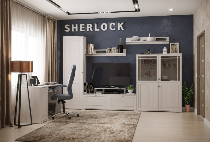 Шкаф для одежды и белья Шерлоск 71 левый, ясень светлый