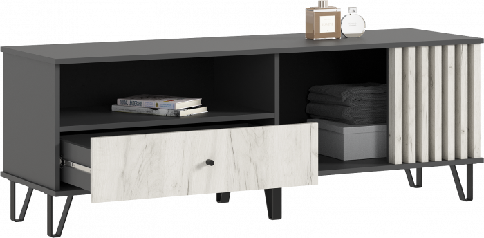 Роджина Тумба ТВ 1500, Графит/Дуб крафт белый