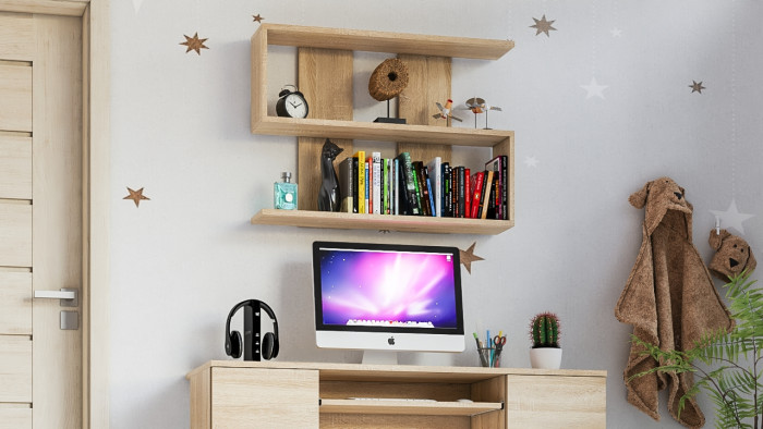 Мори Полка 900, цвет дуб сонома, ШхГхВ 90х21х64,8 см., универсальная сборка