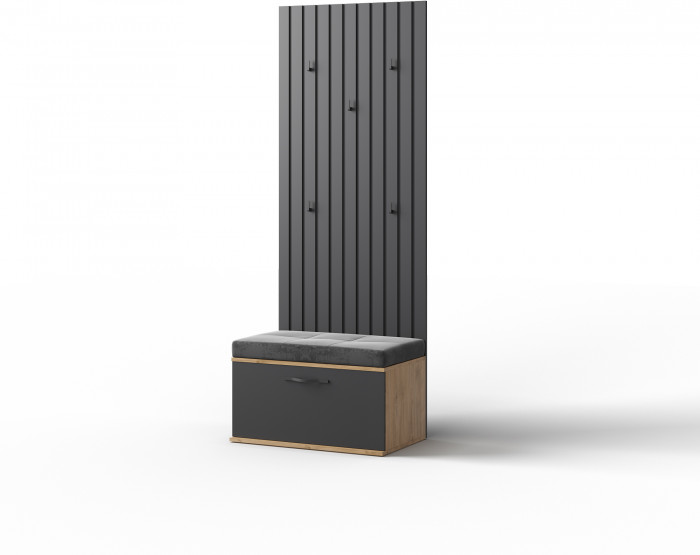 Вешалка для прихожей "Элана" - Дуб наварра/Черный шагрень