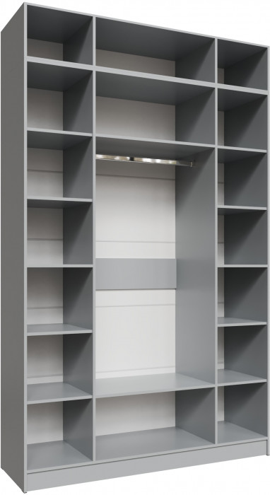 Шкаф 1,6 с антресолью и зеркалом Мадрид, Камень серый