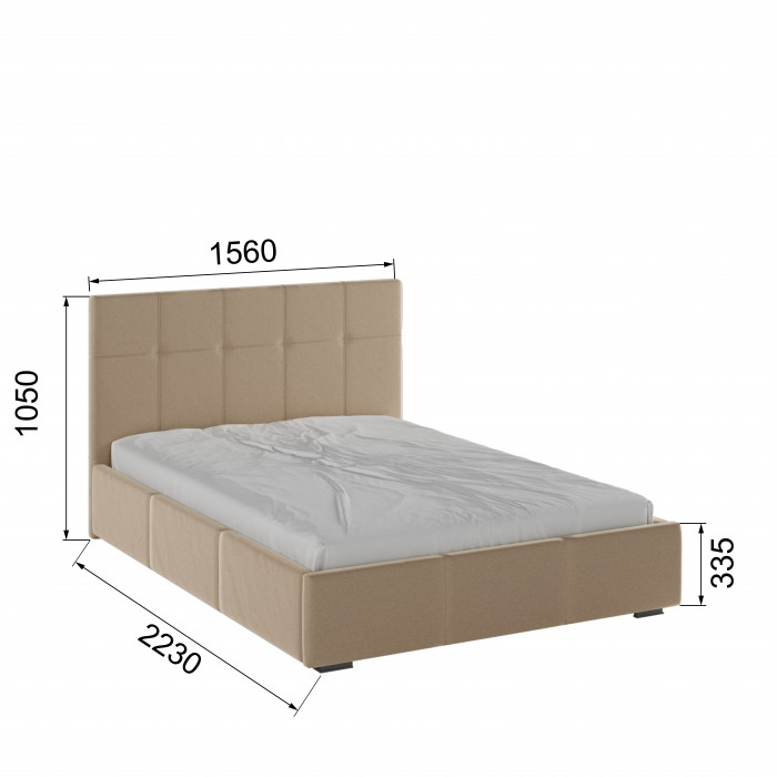 Рио Кровать интерьерная 140 бежевый квадрат, ПМ