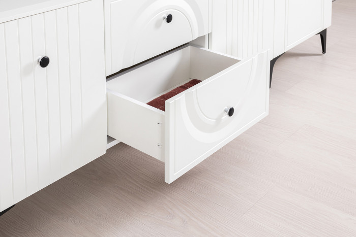 Валенсия Гостиная № 058, ЛДСП белый шагрень/МДФ белый шагрень