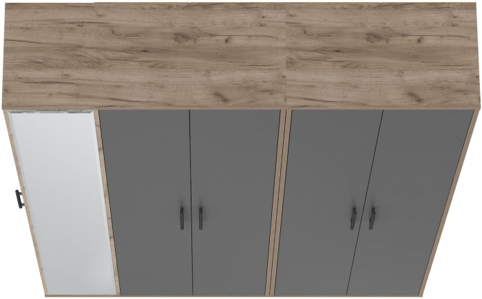 Прихожая Домино-мини + Шкаф для одежды Домино, дуб крафт табачный/графит