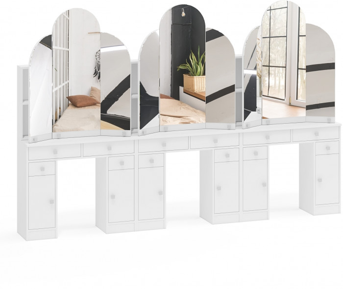 Три туалетных столика Трельяжа МД №2, белый шагрень