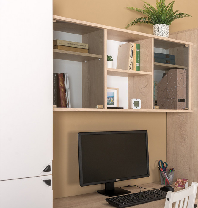 КР100 Бостон № 27, цвет дуб эндгрейн элегантный/фасады МДФ милк рикамо софт, 13.154+12.69+10.51+13.154, ШхГхВ 192,4х57,2х194,4 см.