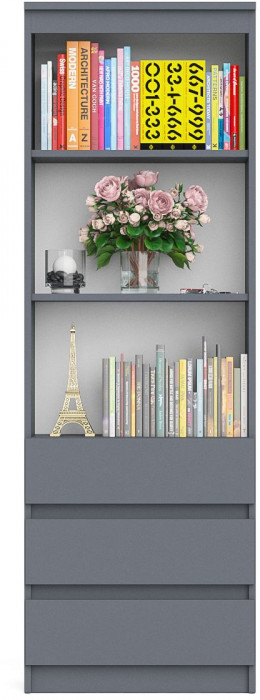 Мори Стеллаж МСТ600.3, цвет графит, ШхГхВ 60,4х35,4х179,6 см.