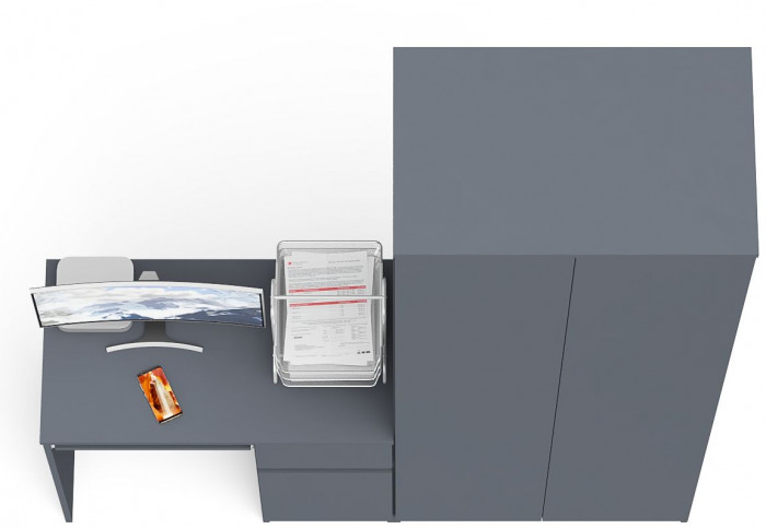 Мори Стол компьютерный МС-1 правый + Шкаф МШ800.1, цвет графит, ШхГхВ 170,4х50,4х209,6 см., выдвижной ящик справа, НЕ универсальная сборка