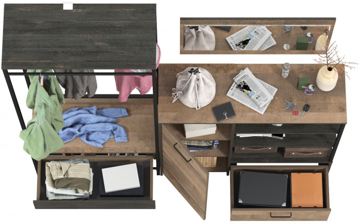 Трувор Прихожая 218, дуб гранж песочный/интра