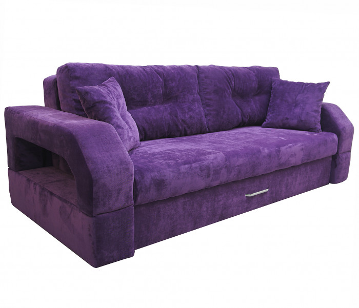 Диван-еврокнижка Манчестер 160х200, с подсветкой 08, велюр фиолетовый