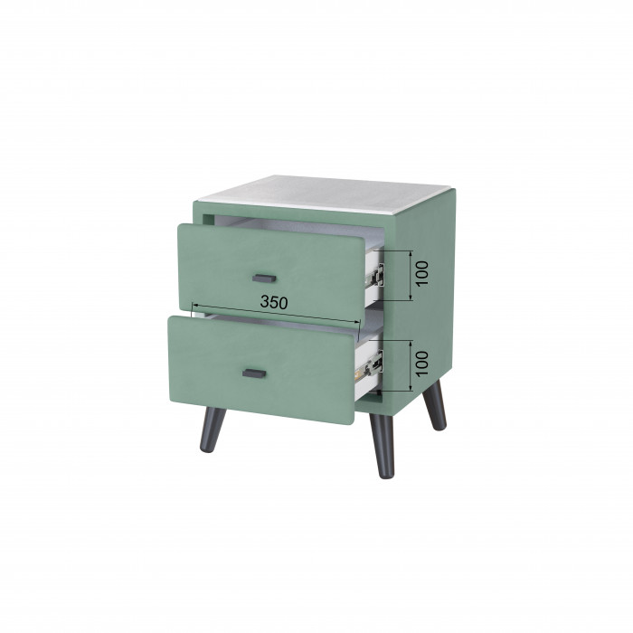 Тумба прикроватная интерьерная Пай мятный/мдф холст белый