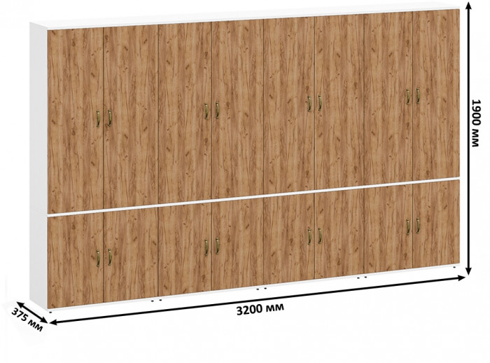 Лидер-8 Шкаф МД 20Б 4 шт., белый шагрень/крафт золото