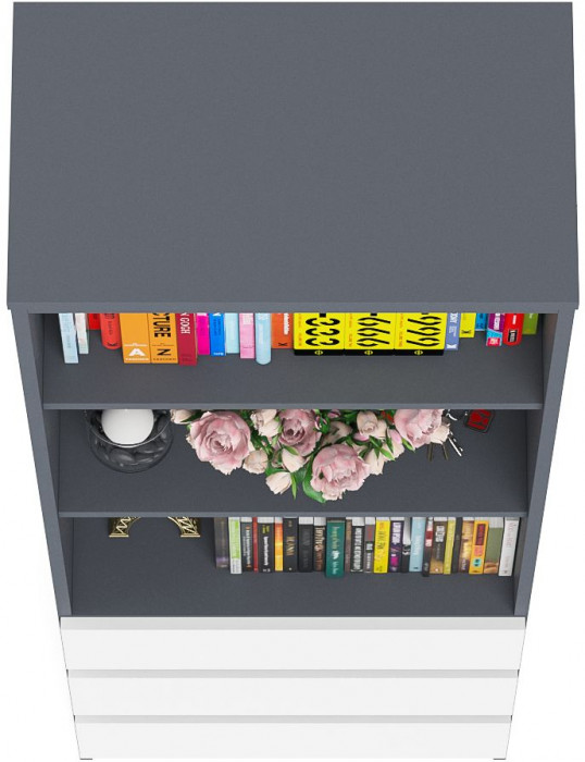 Мори Стеллаж МСТ600.3, графит/белый