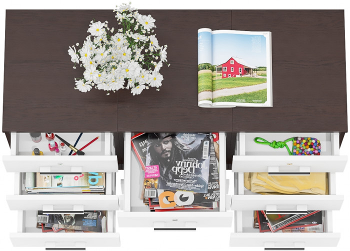 Три тумбы выкатных С-МД-3-02, венге/белый шагрень