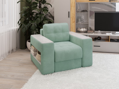 Кресло Доро, Мятный/Холст белый МДФ