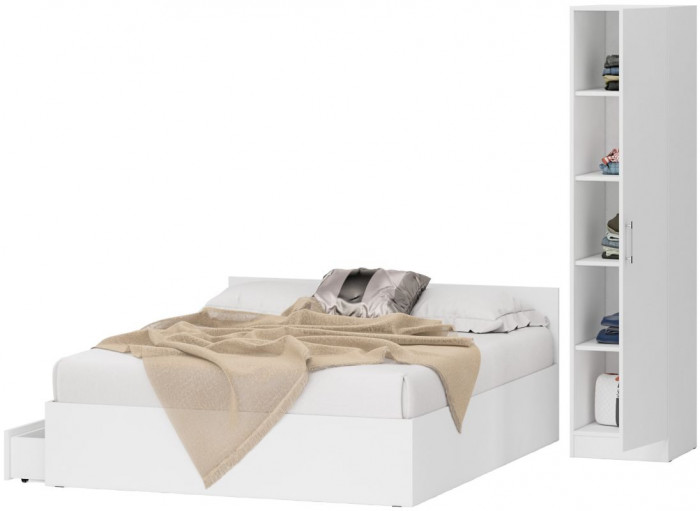 Кровать с ящиками 1600 + Пенал Стандарт, белый