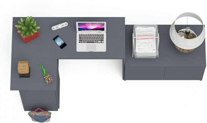 Мори компьютерный стол МС-16 левый + Тумба МА900.1, графит