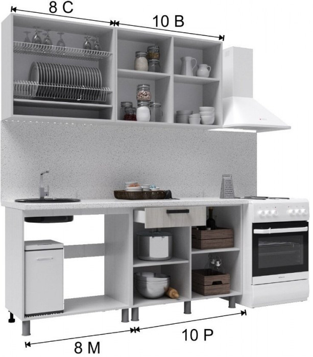 Кухонный гарнитур Танго 1,8м Белый