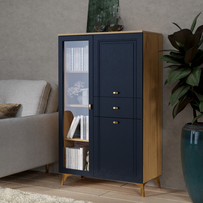 Шкаф низкий (1 стеклодверь) Вега Сапфир