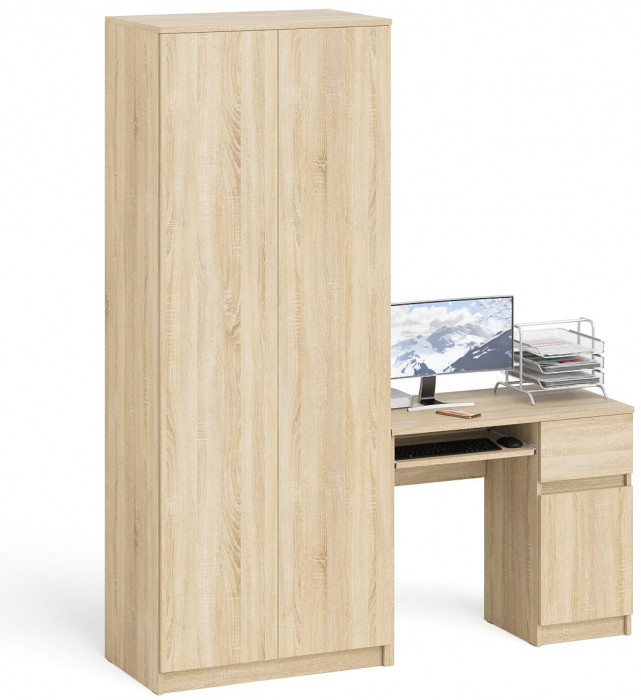 Мори Стол компьютерный МС-1 правый + Шкаф МШ800.1, цвет дуб сонома, ШхГхВ 170,4х50,4х209,6 см., выдвижной ящик справа, НЕ универсальная сборка