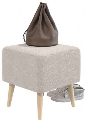 Банкетка 6-5133ТКВмол Куби, цвет ткань молоко, ШхГхВ 41х41х45 см.(квадратная банкетка на четырёх ножках), цвет ножек: иней