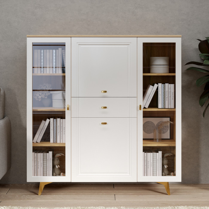 Шкаф низкий (2 стеклодвери) Вега Сапфир