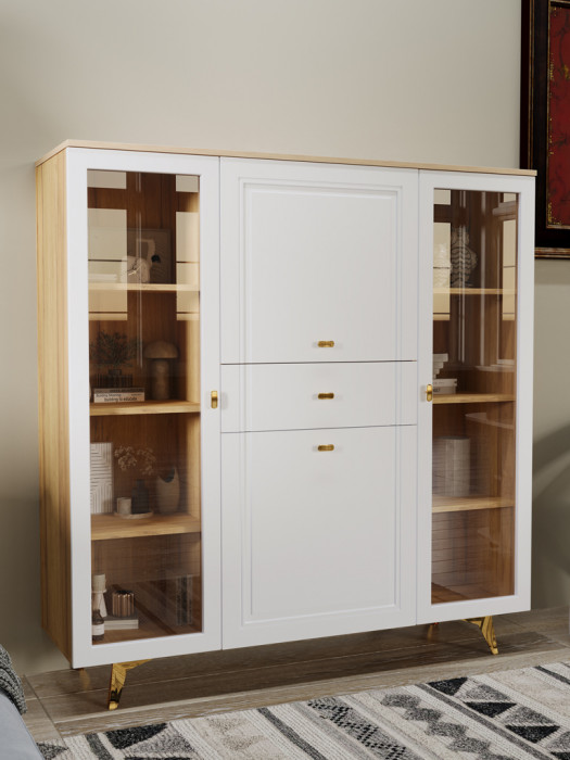 Шкаф низкий (2 стеклодвери) Вега Сапфир