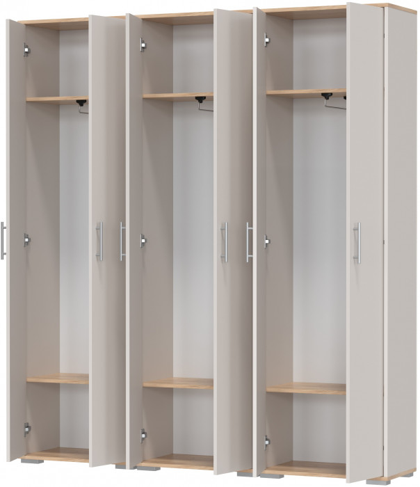 Три шкафа для одежды Домино 2-3430дкз/к.с, дуб крафт золотой/кашемир серый