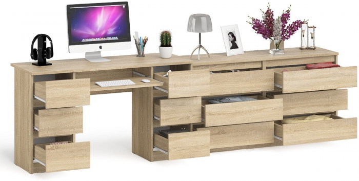 Мори компьютерный стол МС-2 + Комод МК1380.6, дуб сонома