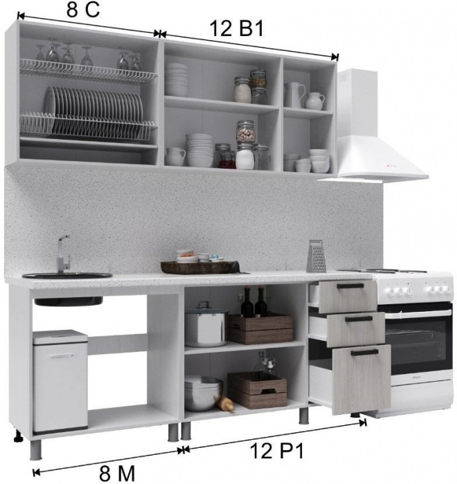 Кухонный гарнитур Танго 2,0м Белый