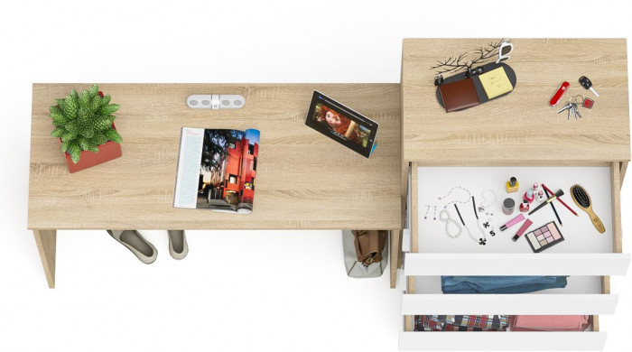 Мори письменный стол МСП1200.1 + Комод МК700.5, дуб сонома/белый