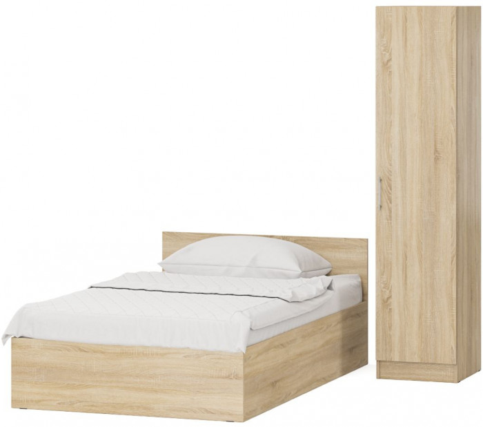 Кровать с ящиками 1200 + Пенал Стандарт, дуб сонома
