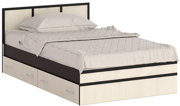 Сакура Кровать с ящиками 1200, венге/дуб лоредо