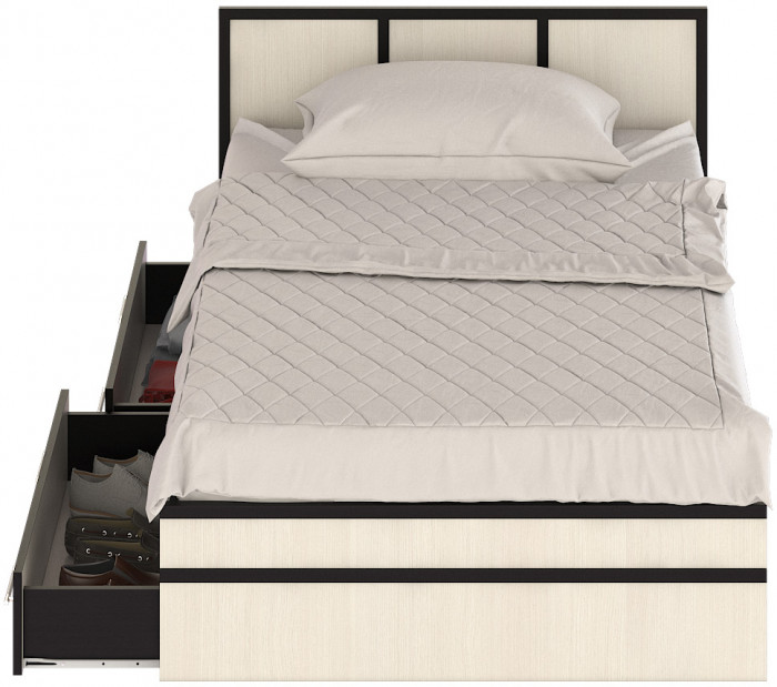 Сакура Кровать с ящиками 1200, венге/дуб лоредо