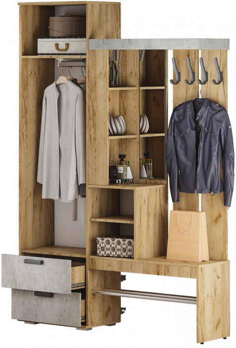 Прихожая Трамп, крафт/бетон