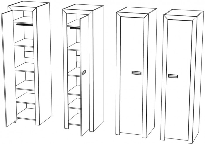 Шкаф-пенал со штангой "Эстель" - Дуб полярный/Сосна натуральная