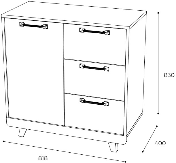Комод "Мегаполис" КМ-12 Дуб каньон/М18 серый