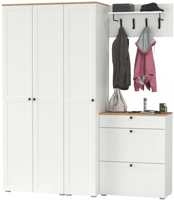 Остин Прихожая 41, белый шагрень/дуб крафт золотой