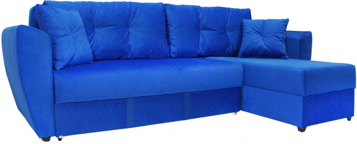 Диван-кровать угловой Амстердам Люкс, 150х200, еврокнижка, независимый пружинный блок, велюр, синий