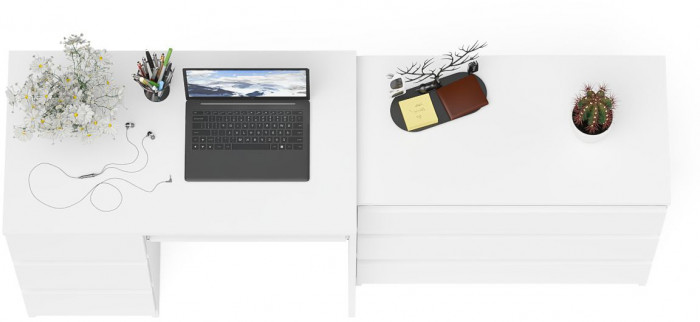 Мори компьютерный стол МС-6 левый + Комод МК800.1, белый