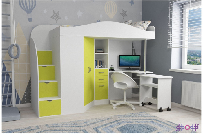 Кровать-чердак Юниор 4 (Венге/Дуб молочный)