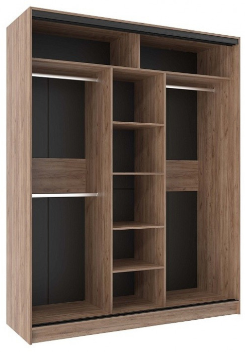 Шкаф-купе трехдверный с зеркалом 1800 Домашний Дуб табачный Крафт