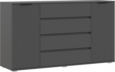 Марвэл Комод 2 двери 4 ящика (1600), Графит/Браш графит
